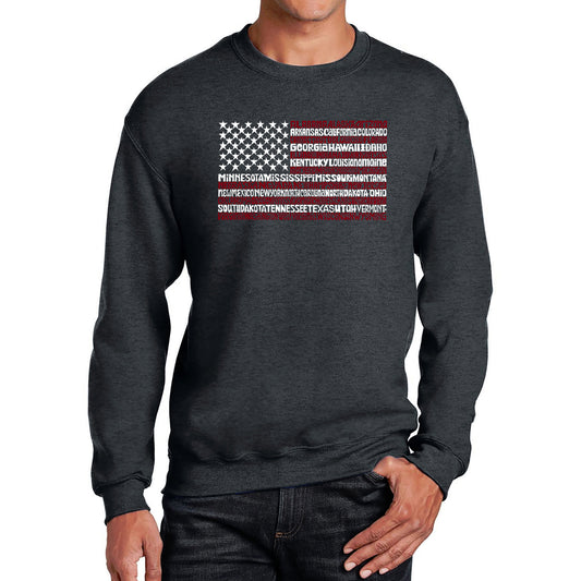 Word Art Crewneck Sweatshirt - 50 States USA Flag