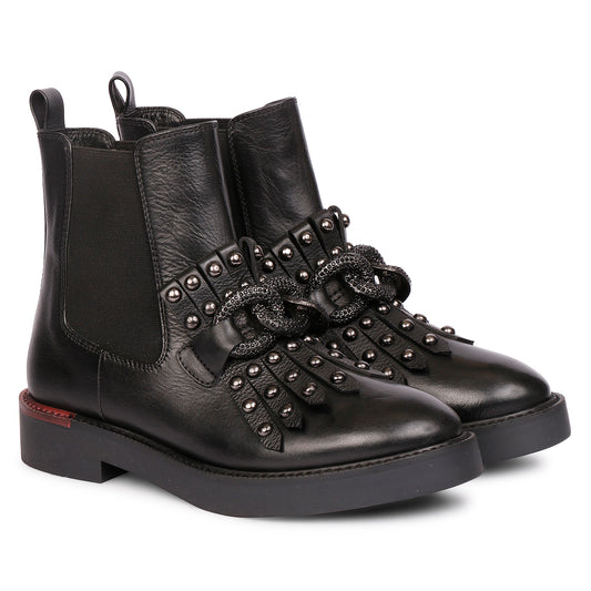 Kylie Leather Ankle Boots - Black