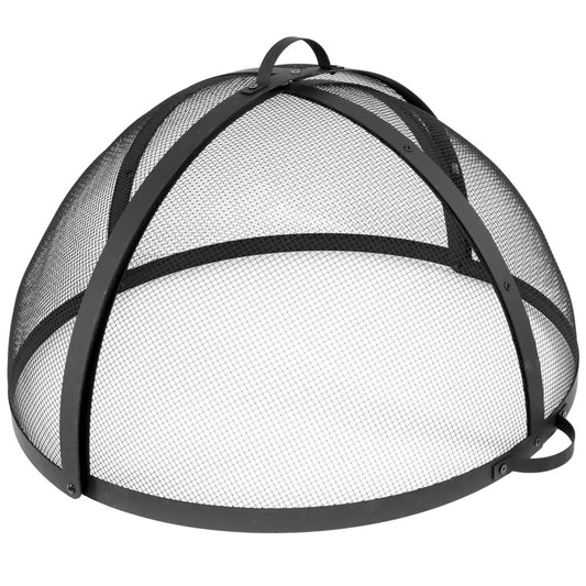 Heavy-Duty Steel Mesh Round Easy-Opening Camp Fire Pit Spark Screen Lid with Hinged Door