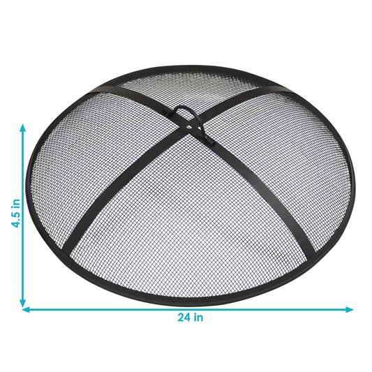 Heavy-Duty Steel Mesh Round Camp Fire Pit Spark Screen Lid with Handle