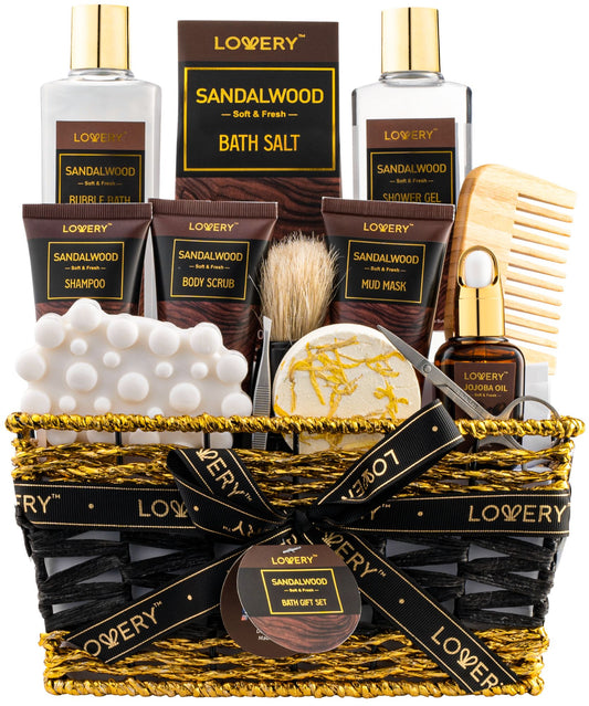 Sandalwood Bath Mens Gift Set Personal Self Care Kit - 14 Pieces
