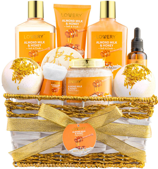 Almond Milk And Honey Self Care Kit Bath Gift Set For Women ‚ 10 Pieces