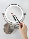 Lighted Wall Mounted Makeup Mirror with 5X/1X Magnification & Cordless