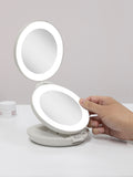 Lighted Travel Mirror with 10X/1X Magnification & Folding-to-Compact