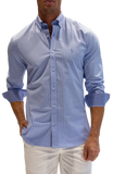 Micro Gingham Cotton Stretch Long Sleeve Shirt