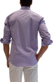 Micro Gingham Cotton Stretch Long Sleeve Shirt
