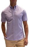 Micro Gingham Cotton Stretch Short Sleeve Shirt