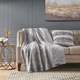 Marselle Faux Fur Square Pillow Blush/Grey