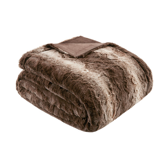 Marselle Faux Fur Oversized Bed Throw Dark Brown