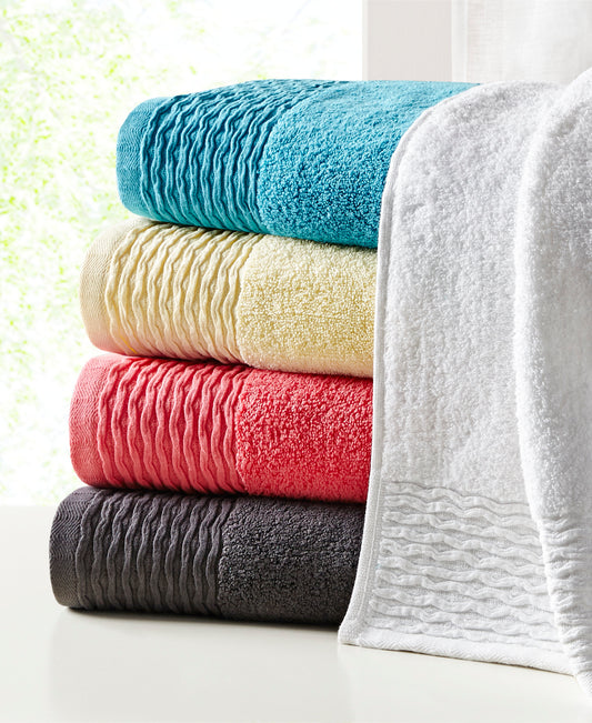Curv Jacquard Wavy Border Zero Twist Antimicrobial Cotton 6 Piece Towel Set