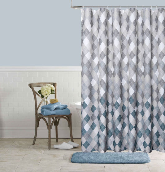 Mosaic Shower Curtain with Hooks 13 Piece Set