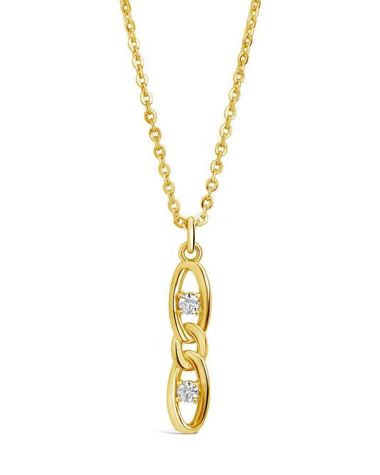 Link Pendant Necklace with Cubic Zirconia Stones