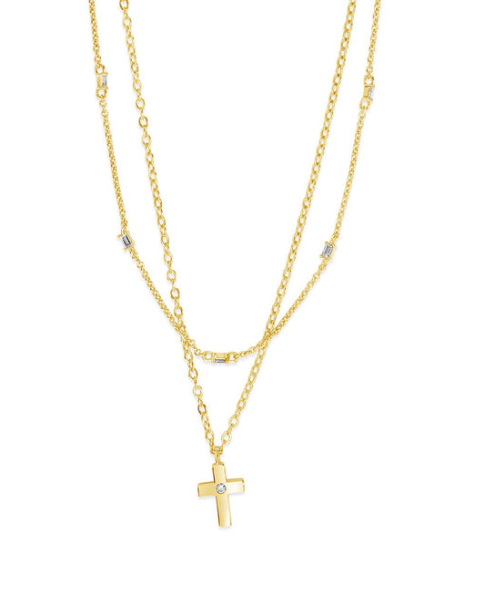 Magdolina Layered Necklace with Cross Charm