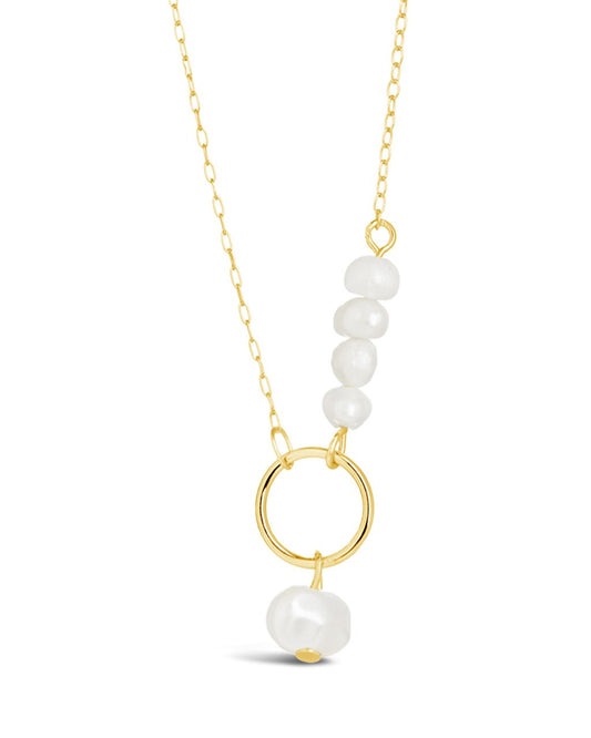 Greta Drop Necklace with Hanging Pearl