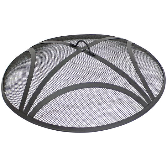 Heavy-Duty Steel Round Fire Pit Spark Screen with Ring Handle