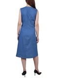 Sleeveless Chambray Dress With Hardware 1