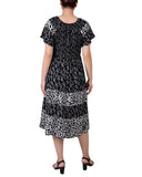 Short Sleeve Smocked Combo Print Dress 2