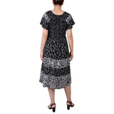 Short Sleeve Smocked Combo Print Dress 2