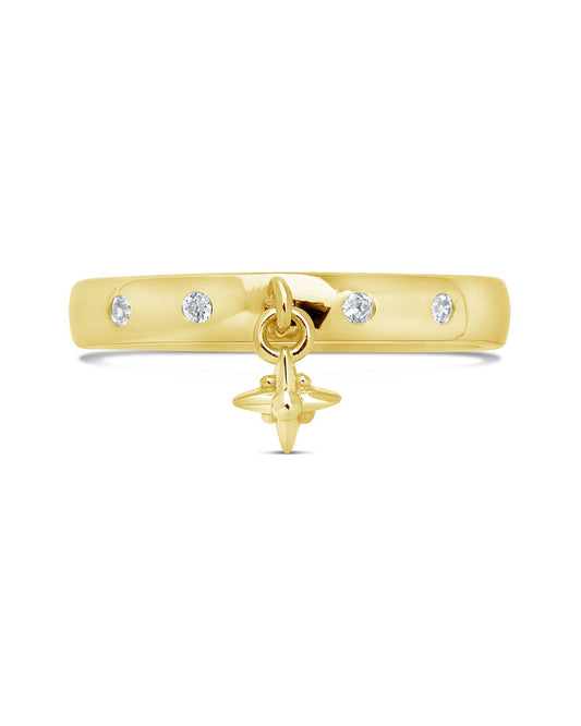 Charli Band Ring with Dangling  Starburst Charm