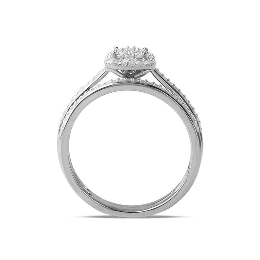 1/5ct TDW Diamond Cluster Halo Bridal Ring Set