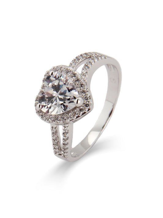 Silver Heart CZ Promise Ring