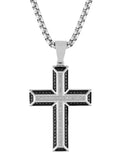 1/2Ctw Black & White Diamond Stainless Steel W/ Black Ip Cross Pendant