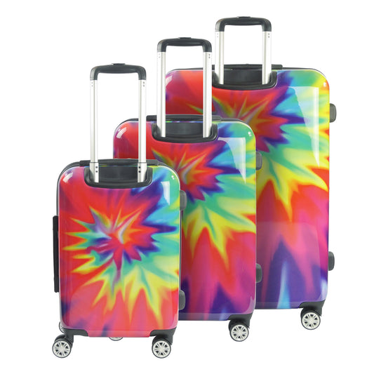 Tie Dye Nested 3 Piece Spinner Rolling Luggage Set