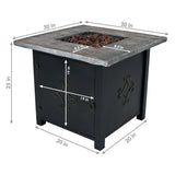 Smokeless Patio Propane Gas Fire Pit Table with Lava Rocks - 30" Square