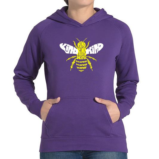 LA Pop Art Women's Word Art Hooded Sweatshirt - Bee Kind