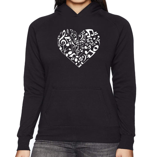 LA Pop Art Women's Word Art Hooded Sweatshirt - Heart Notes