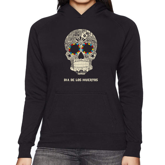 LA Pop Art Women's Word Art Hooded Sweatshirt -Dia De Los Muertos