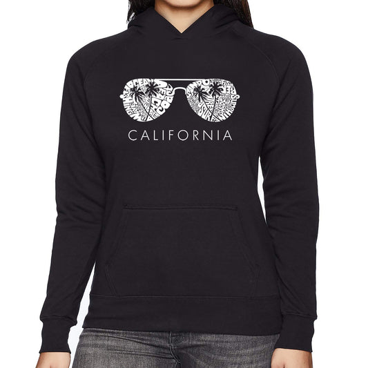 LA Pop Art Women's Word Art Hooded Sweatshirt -California Shades