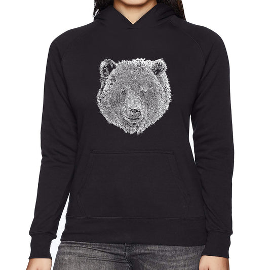 LA Pop Art Women's Word Art Hooded Sweatshirt - Bear Face