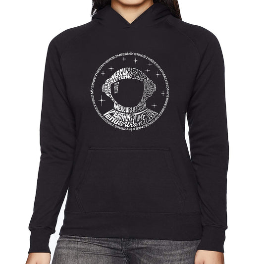 LA Pop Art Women's Word Art Hooded Sweatshirt -I Need My Space Astronaut