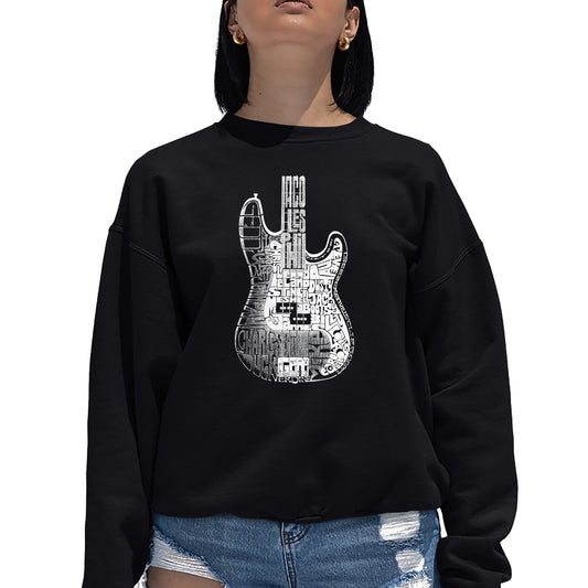 LA Pop Art Women's Word Art Crew Sweatshirt - Bass Guitar
