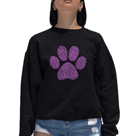 LA Pop Art Women's Word Art Crew Sweatshirt - XOXO Dog Paw