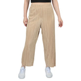 Pull On Pleated Knit Wide Leg Crop Pants