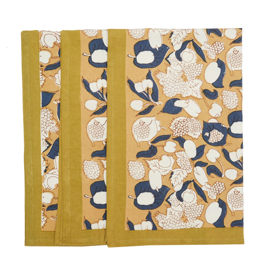 Forest Harvest Mustard & Blue Tea Towels Set of 3