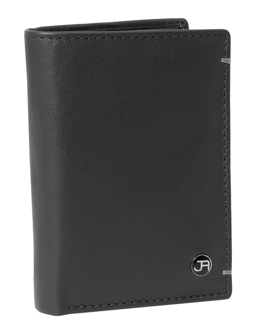 Leather Bi-fold Rifd Minimalist Wallet with Zipper Pocket