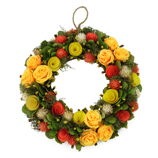 Flowers with Moss & Twig Faux Spring Wreath, 12"