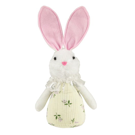 Yellow Spring Floral Easter Bunny Figure, 11"