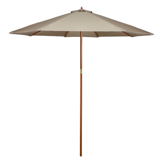 9ft Outdoor Patio Market Umbrella with Wooden Pole Tan