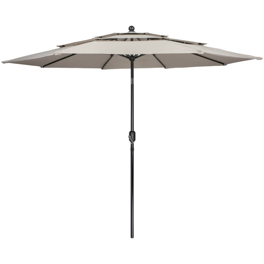 9.75ft Outdoor Patio Market Umbrella with Hand Crank and Tilt Beige