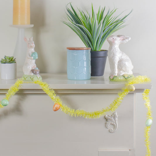 Yellow Spring Tinsel Artificial Garland with Easter Eggs