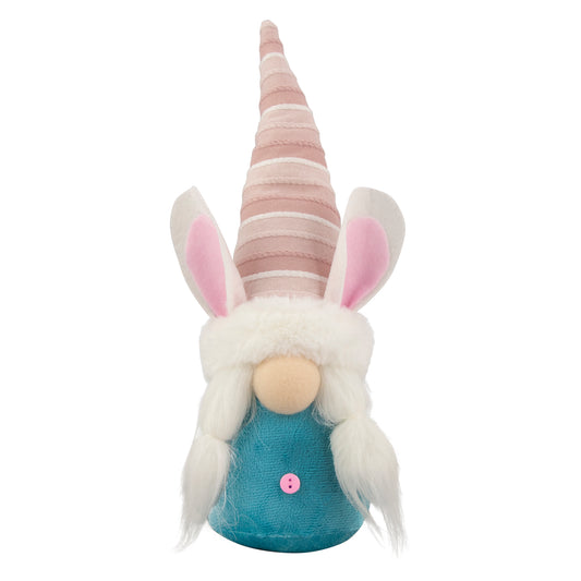 Blue & Pink Girl Easter Bunny Gnome, 13"