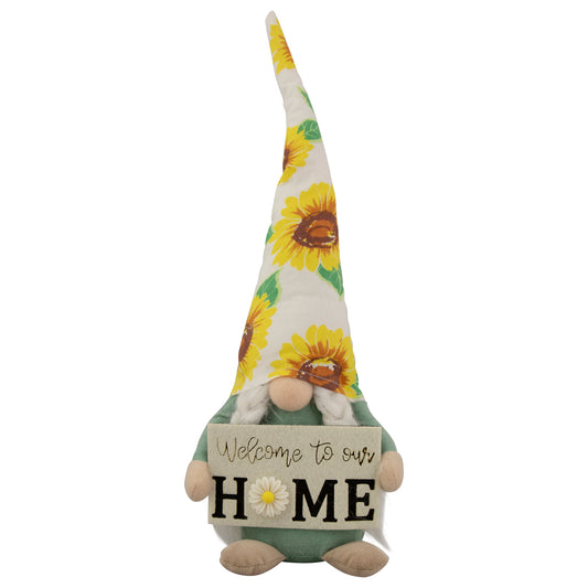 Welcome to Our Home Gnome with Sunflower Hat, 15.5"