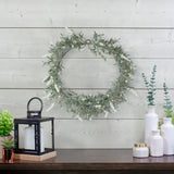 White Lavender Faux LED Lighted Wreath, 16"