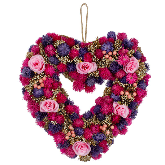 Floral Berry & Twig Heart-Shaped Faux Wreath, 13.5"