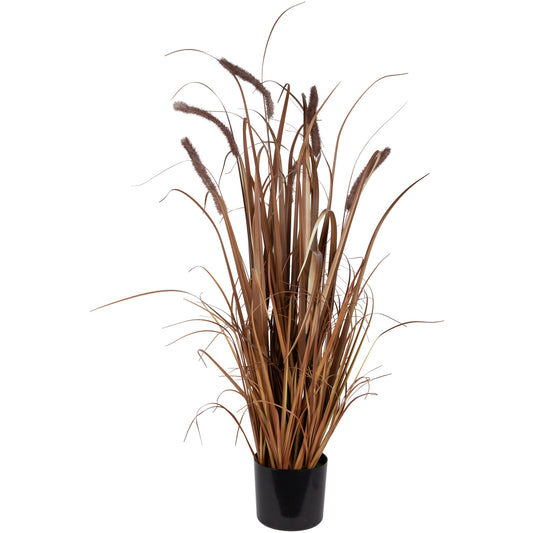 40" Potted Brown Artificial Onion Grass Plant