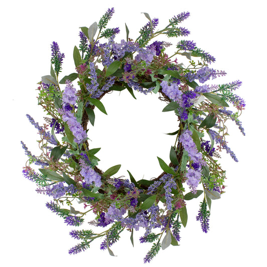 Lavender Faux Spring Floral Wreath, 18"